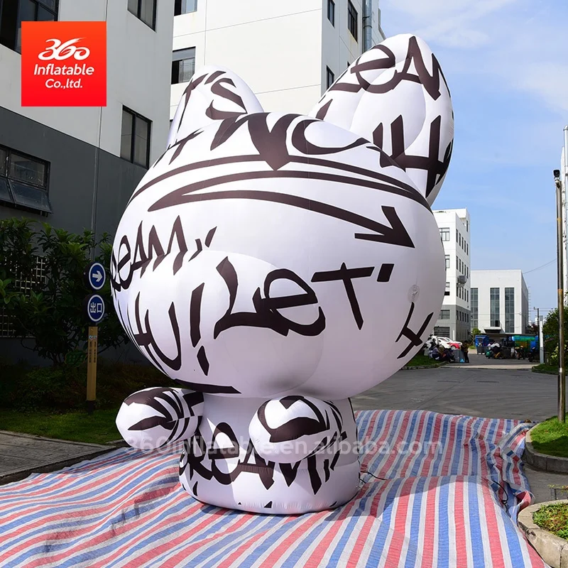 Brinquedo inflável animal personalizado gigante publicidade grande graffiti modelo de coelho branco para decoração venda quente estátua inflável enorme