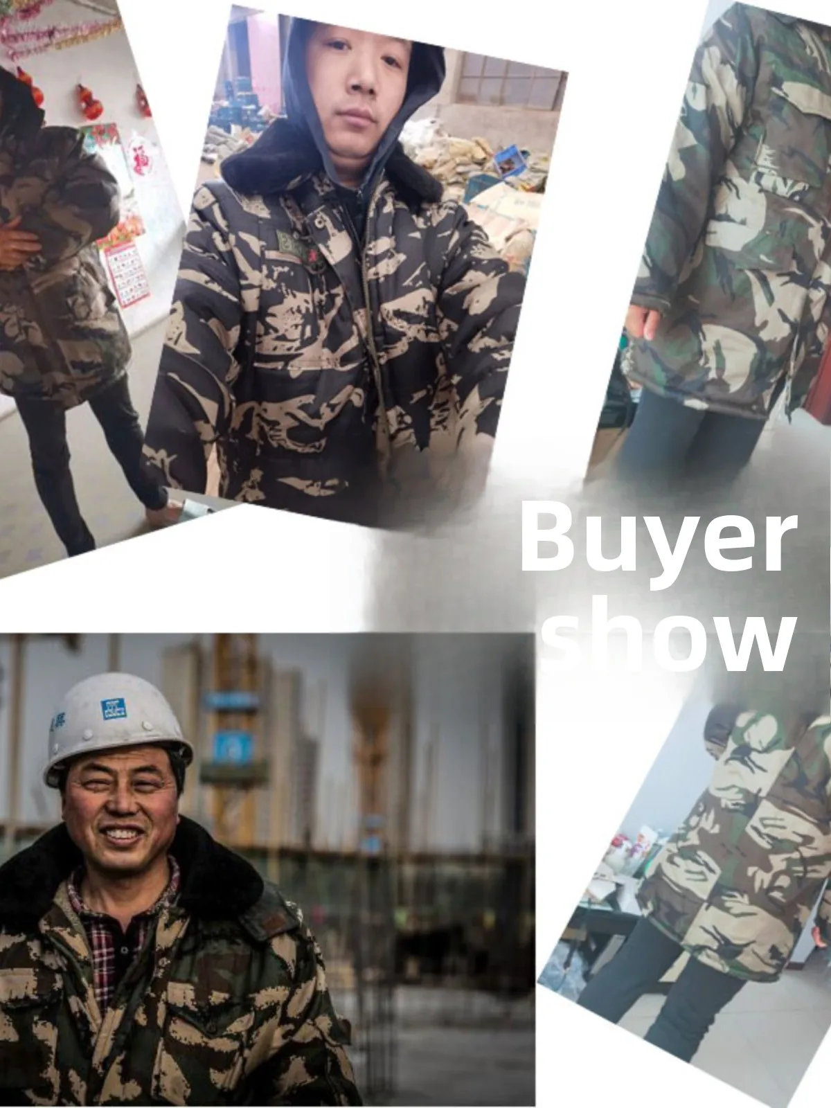 

Men's Camouflage Cotton Jaet Medium Length Winter Workwear Wear Resistant Outerwear for Construction Site Office Work