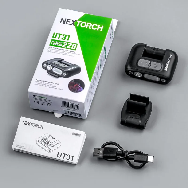 Nextorch UT31 Clip Light for Safety/Warning, White/Blue/Red 3 Light-sources, Type-C Rechargeable,Spot & Flood Dual Angles