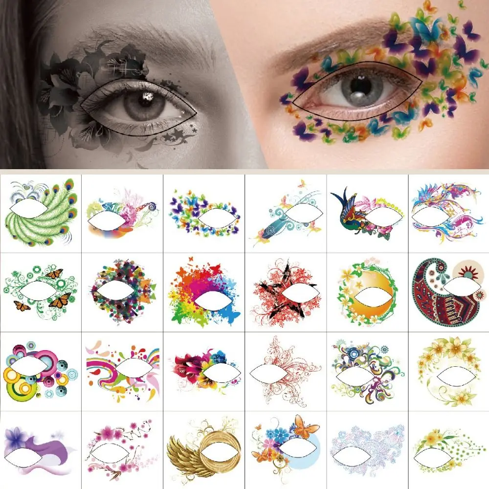 Waterproof Eye Shadow Tattoo Stickers Water Transfer Fake Tatto Temporary Eye Tattoo Fashion Colorful Makeup Eyeliner Sticker