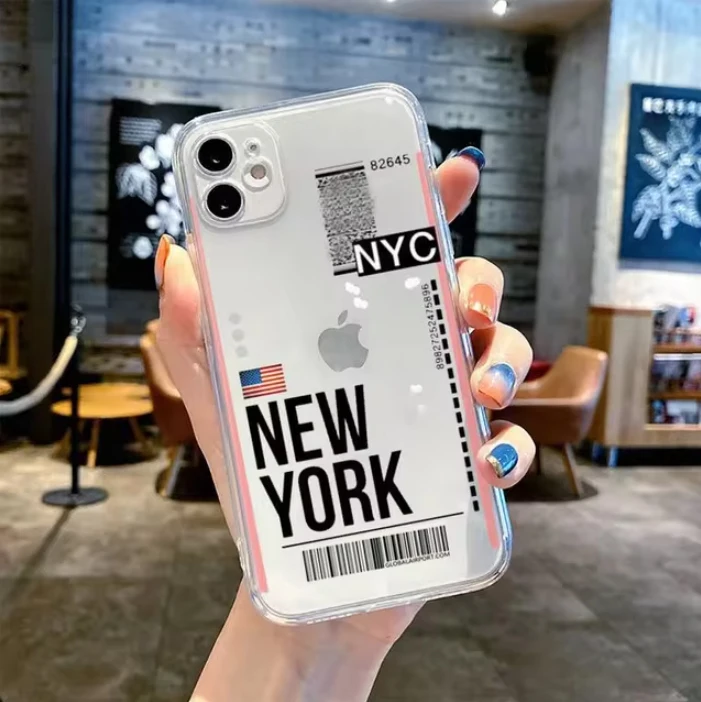 Air Ticket New York Soft Case for Moto E20 E4 Plus E40 E30 E5 E6 E6S E7 Power Edge 20 Lite G G200 G30 G20 G10 G4 Play G41 G22