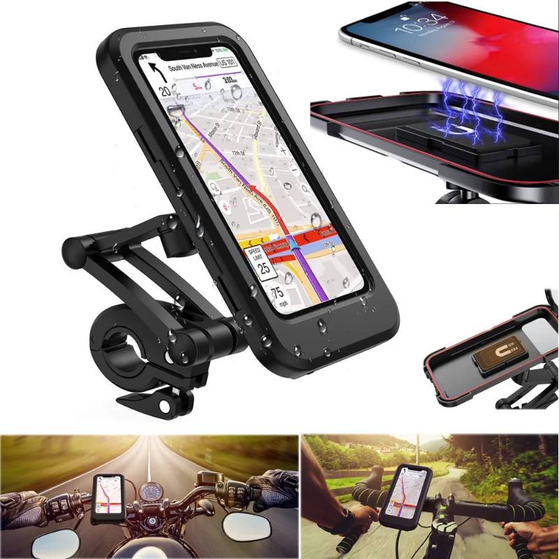 Motorcycle Bike Mobile Phone Holder GPS 360° Waterproof Support Universal Bicycle Swivel Adjustable Motorcycle Cellphone Holder