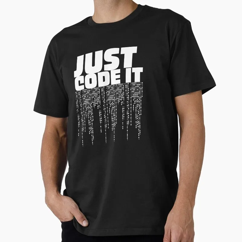 JUST CODE IT Security Theft Program Clocke Coding Lines Bits Graphic Print T‑Shirts Funny Programmer IT Geek Tees S-6XL