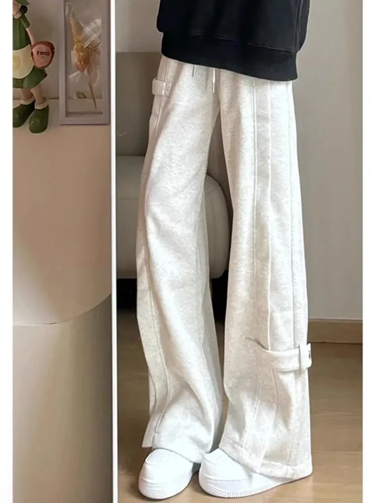 

Ey American Sle, мужские прямые брюки, осенние модные брюки с высокой талией, утягивающие широкие спортивные повседневные брюки