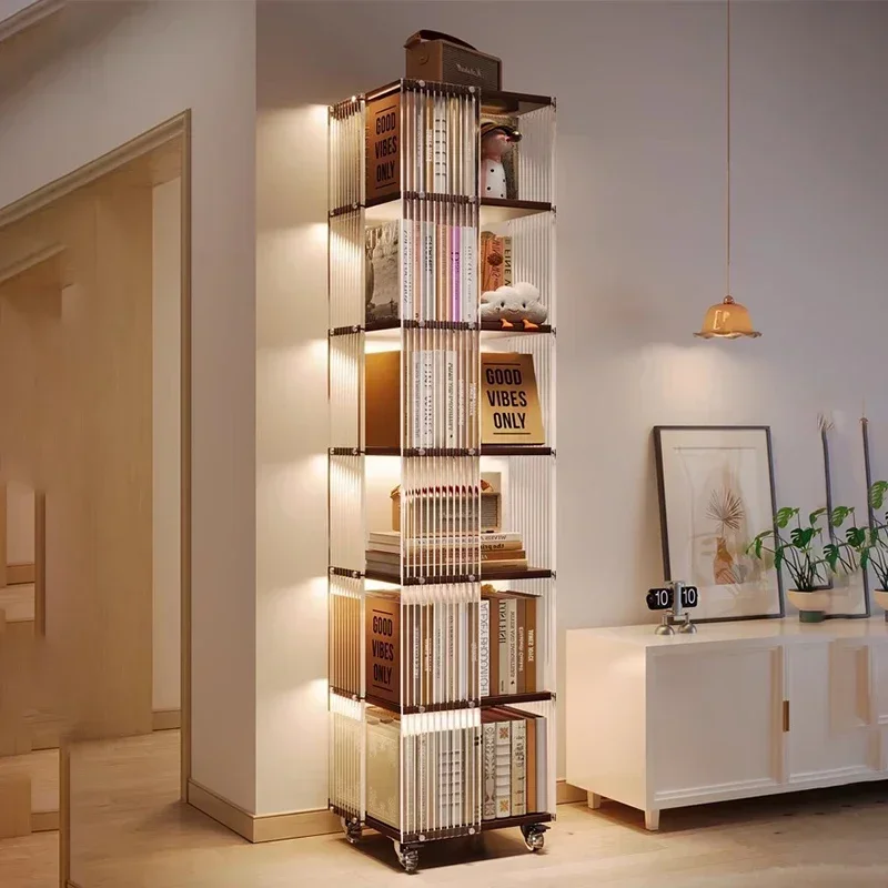 Living Room Haller Rotating Bookshelf Bedroom Acrylic Corner Make Up 5 Level Bookshelf Small Space Invisible  Furniture