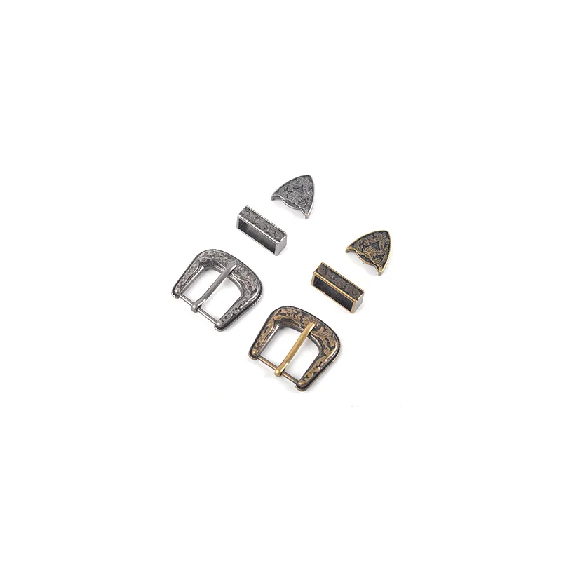 20mm Zinc Alloy Buckle with Engraved Design, Three-Piece Set Suitable for Belts, Bags, and DIY Accessories