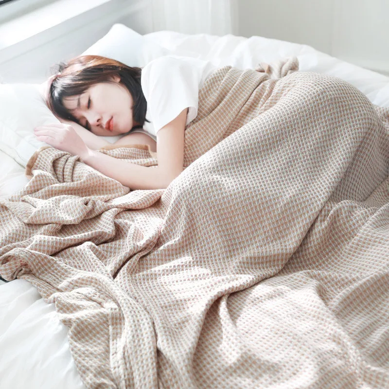 

Soft Bamboo Fiber Blanket Throw Toweled Summer Quilt Waffle Plaid Blankets for Beds Home Decor Sofa Bed Cover Bedspread Sheet