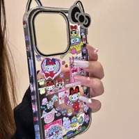 kawaii Small Ear Bow Tamagotchi Electronic Pets Hello Kitty Phone Case For IPhone 16 15 14 13 12 11 Pro Max Transparent Back