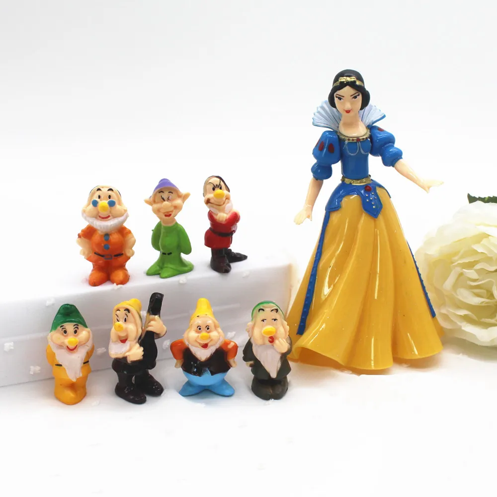 8Pcs/Set Disney Movie Snow White And The Seven Dwarfs Action Figure Snow Princess Pretty Dolls Collection Children Toys