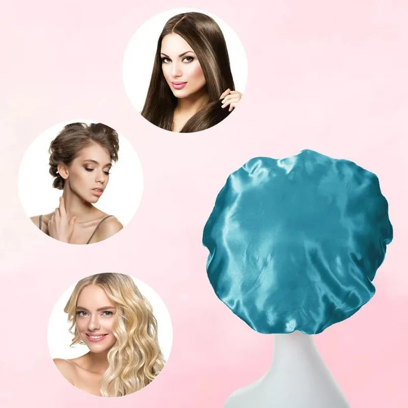 1PC Women's Wide-Brimmed High-Elasticity Sleep Cap Beauty Hair Care Headscarf Home Hair Styling Bath Cap
