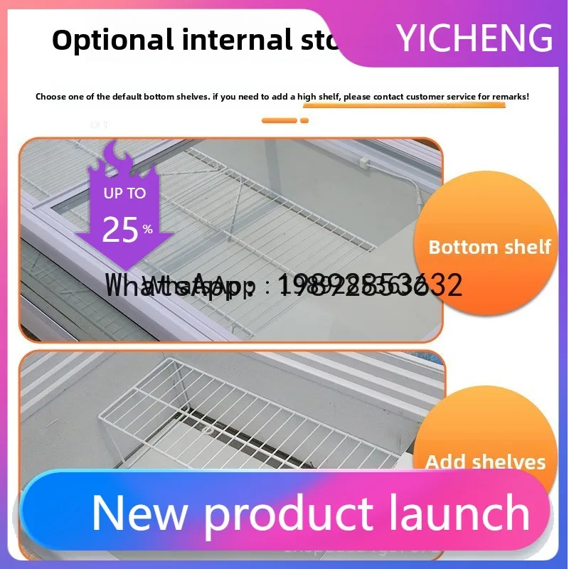 Refrigerated Display Cabinet Tricycle Stall Freezer Snack Fried Skewers Countertop Movable Refrigerator Freezer Commercial