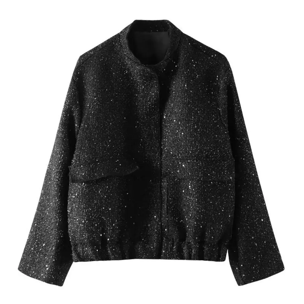 

Zatrax- Women's Casual Cardigan Jacket Bead Ornament Collar European And American Style Spring Autumn Design Sense