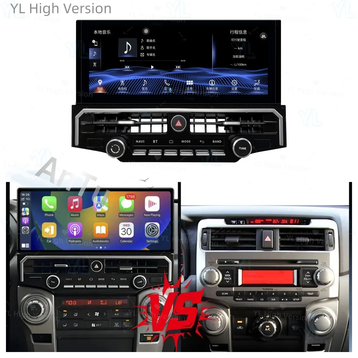 Car Radio Wireless CarPlay For Toyota 4 Runner 4runner 2009 - 2023 Video Audio Player GPS Navi WiFi 4G BT Multimedia DSP Stereo