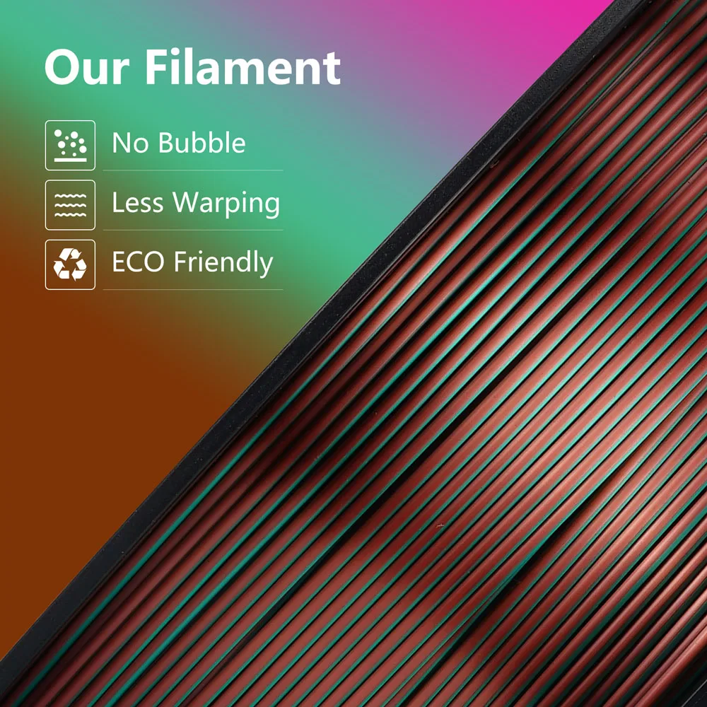 Kingroon 3KG Triple Color Silk PLA Filament Rainbow pla PETG Fast 3D Printing Material Tricolor 1.75mm for Bambu lab printers