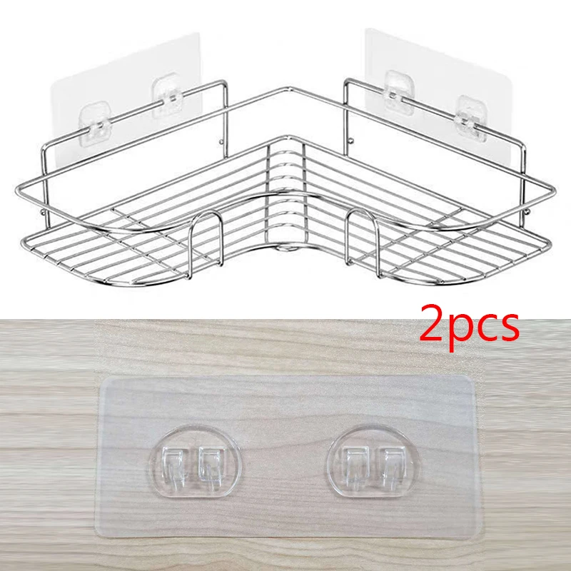 2 Pcs Double Buckle Strong Wall Hook Adhesive Patch For Shelves Wall Shelf Holder Clamp Hanger Stickers