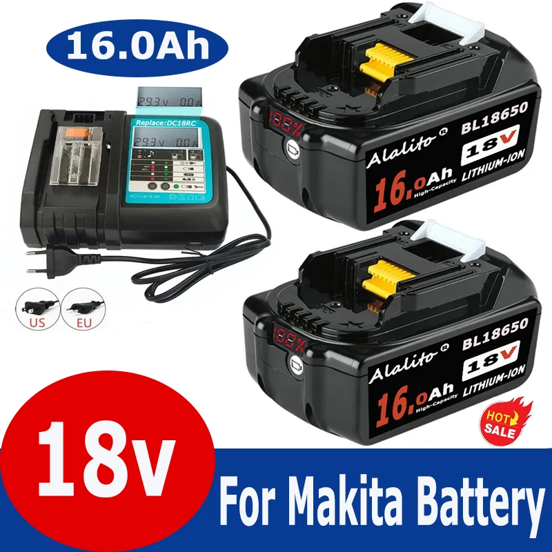 

NEW With LED With display screen Rechargeable Battery 18V 16000mAh Lithium ion for Makita 18v Battery 16Ah BL1840 BL1850 BL1830