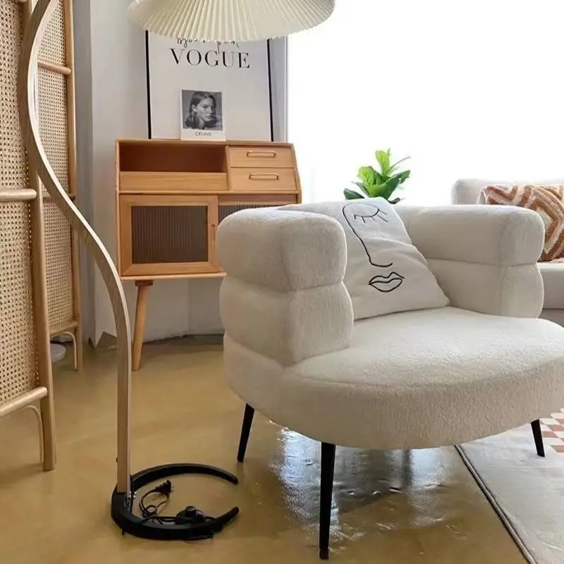 

Lazy sofa chair lamb wool bedroom makeup chair modern simple living room balcony single leisure hotel