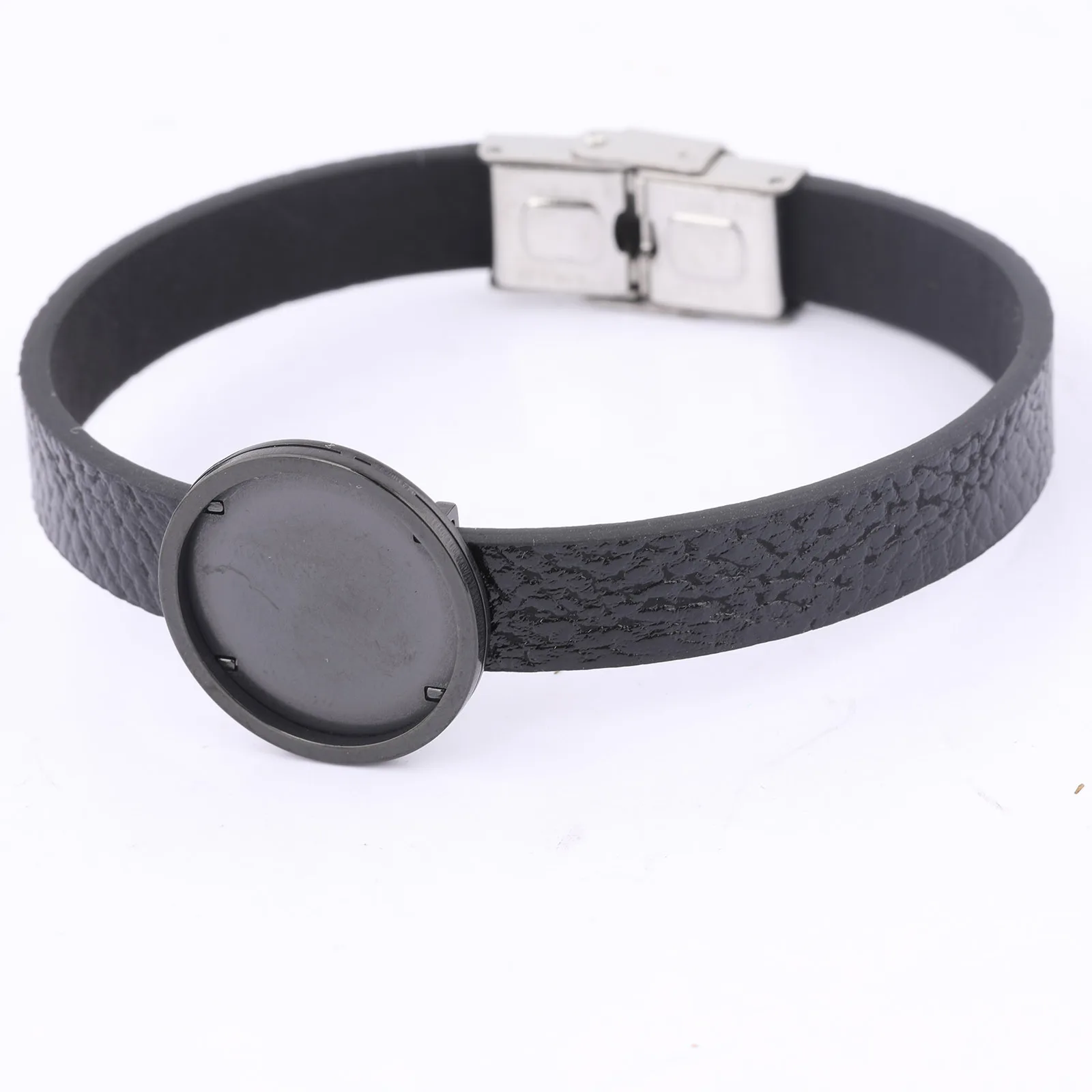 2pcs Black Flat Leather Bracelet Base Blanks Fit 20mm Cabochon Setting Trays Diy Wristband Jewelry Making Accessories