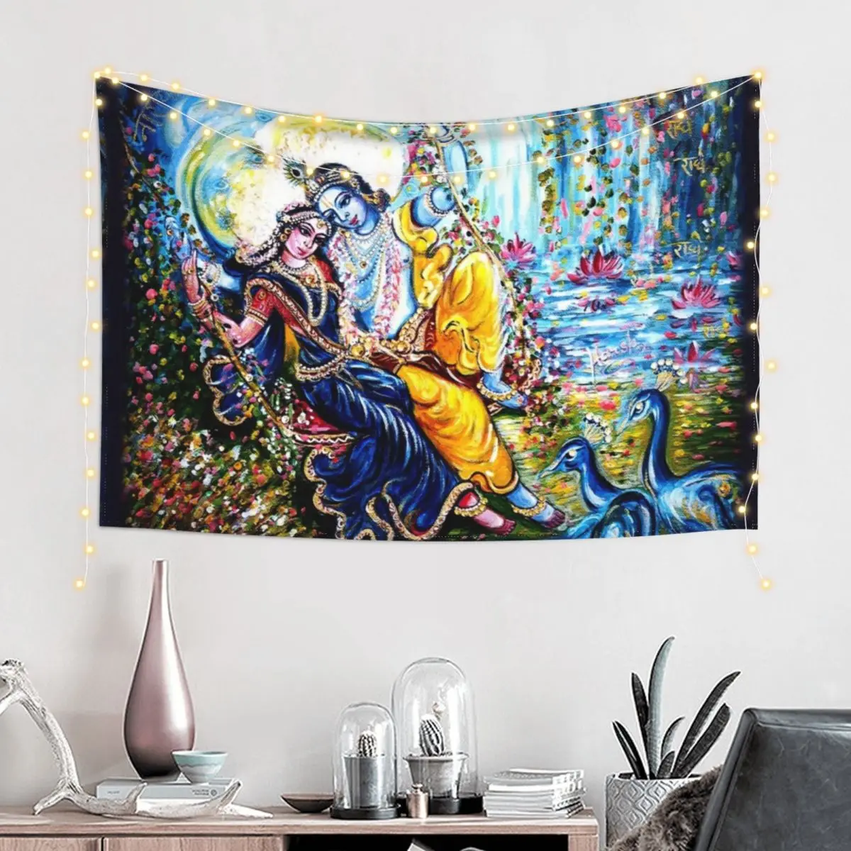 Radha Krishna Jhoola Leela Tapestry Decorative Wall Murals Wall Coverings Tapestry