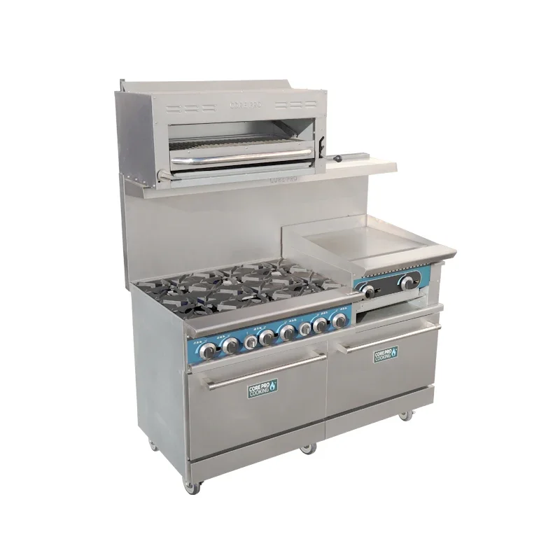 Restaurant Gas stove with oven and grill 6 burner gas standing cooker stove with oven