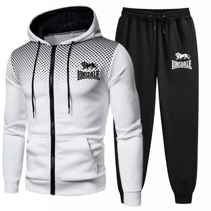 

Spring and Autumn 2026 new Men's casual sportswear set, outdoor windproof and warm men's zipper hoodie + pants 2-piece set