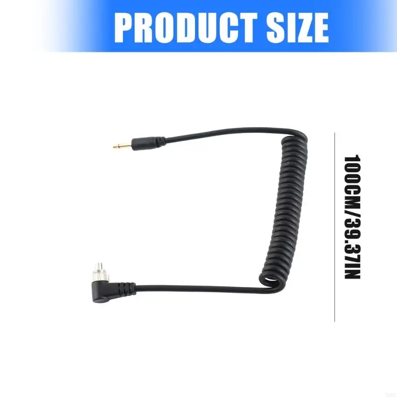 Spring Wire Wire Flash Syncing Cable PC إلى موصلات 2.5 ملم مع توافق عريض خفيف الوزن PVC Housing 39.37in N0HC