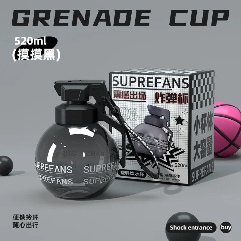 BEAK Creative Grenade Cup Sport Grenade Design Cup 500ml BPA Free Tritan Plastic Water Bottle Circular Water Bottle for Kid Gift