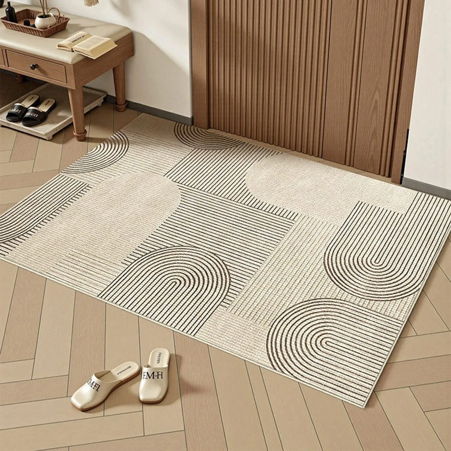 Entrance Doormat Comfortable Loop-pile Tpr Carpet Non-slip Wear-resistant Floor Mats Modern Geometric Pattern Home Decor Rug