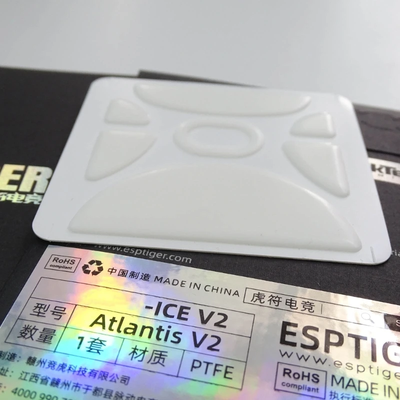 Esports 타이거 게이밍 아이스 아틀란티스 V2 미니 버전 마우스 스케이트 마우스 발, 람주 V2 마우스 화이트 글라이드 M76A 용, 1 팩