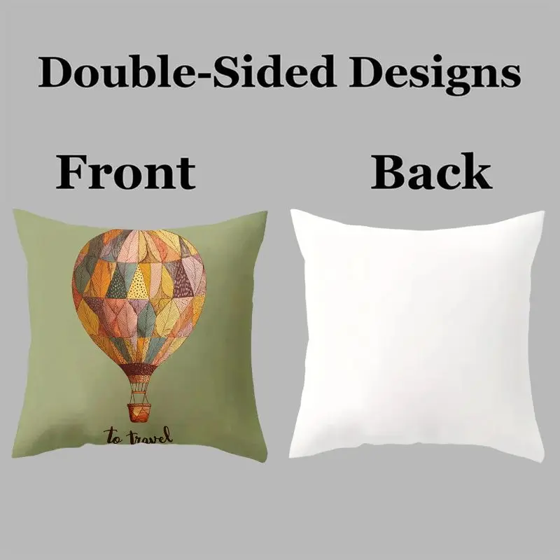 Boho Bohemian Throw Pillow Covers Set 4pcs 45x45cm Aesthetic Cushion Case Tropical Nature Hot Air Balloon Art Print Decoration f
