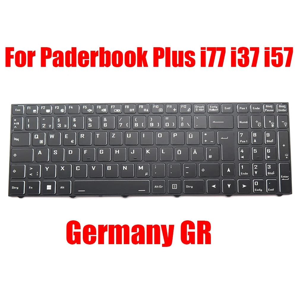 

Laptop Keyboard For Paderbook Plus i77 i37 i57 17.3 Germany GR Black Without Backlit
