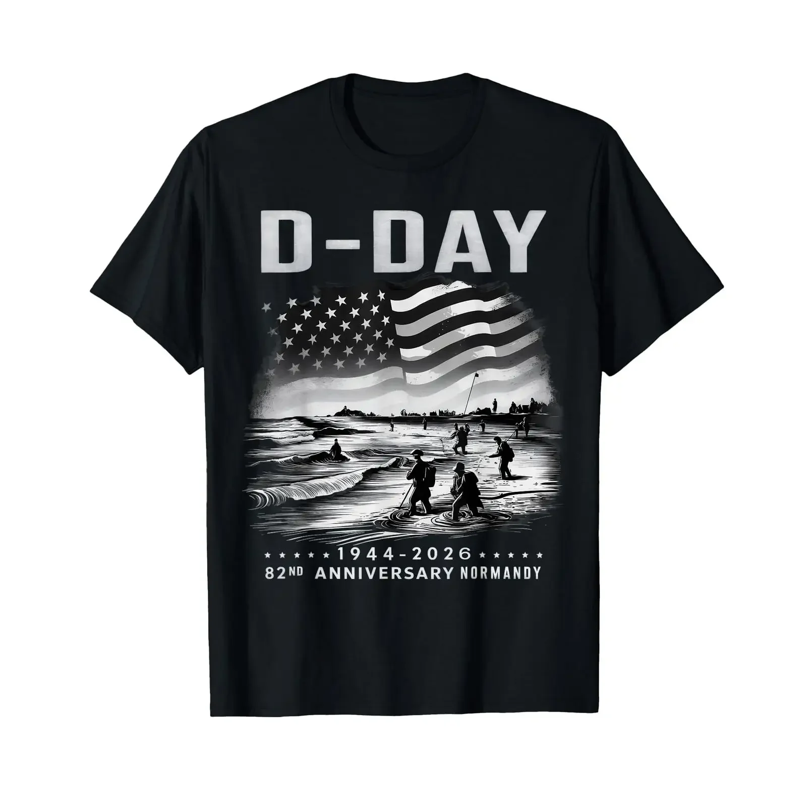 Omaha Beach 1944 D Day 2026 82nd Anniversary Normandy T Shirt vintage Washed Versatile Stylish Slightly Top For Everyday Wear