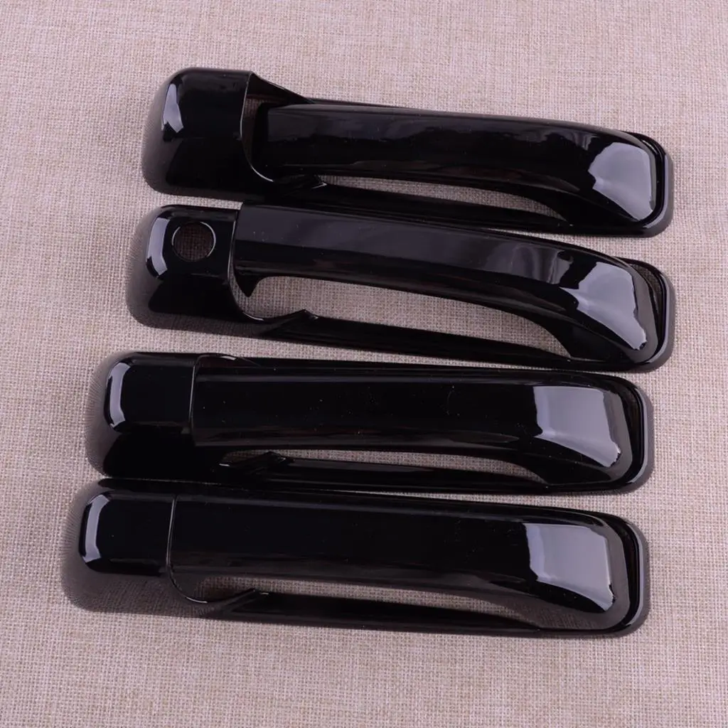 Car Exterior Front Rear Left Right Door Handle Cover Trim Set Fit for Dodge Ram 1500 2500 3500 Jeep Grand Cherokee Glossy Black