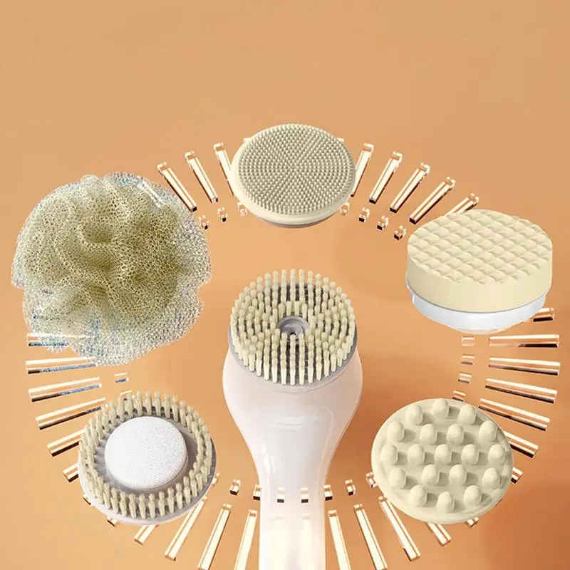 Electric Shower Brush Back Body Scrubber Facial Cleansing Bathing Cleaner Handle Exfoliator Bath Brushes For Showering