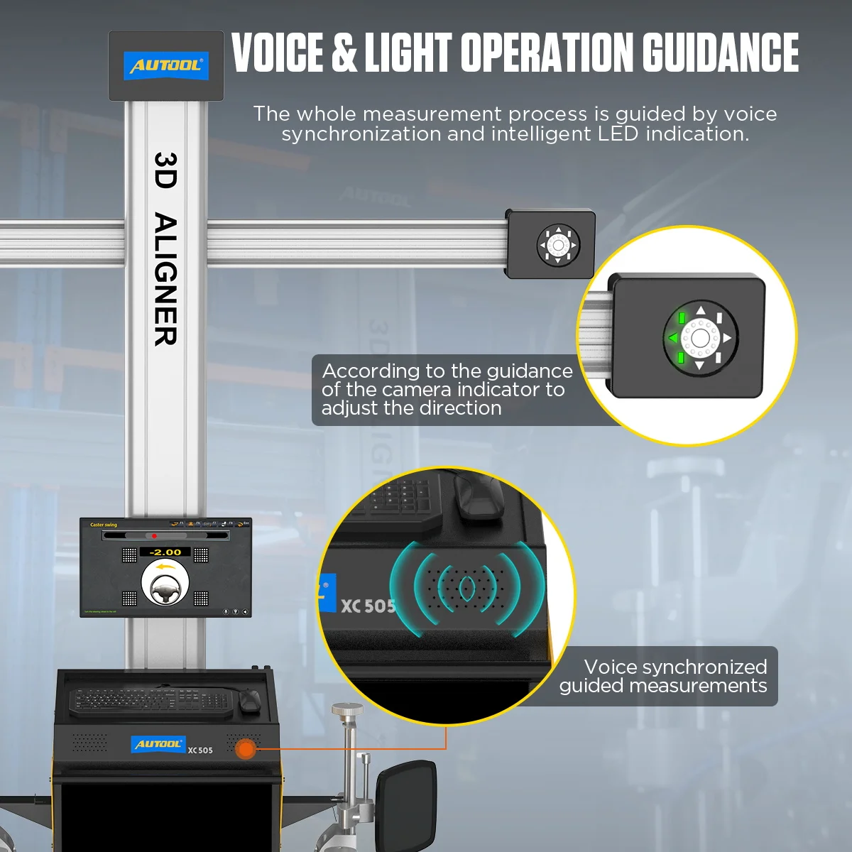 Official 2023 NEW AUTOOL XC505 3D Wheel Aligner 110V 220V Car Wheel Analyzer Alignment Auto Diagnostic And Repair Tool