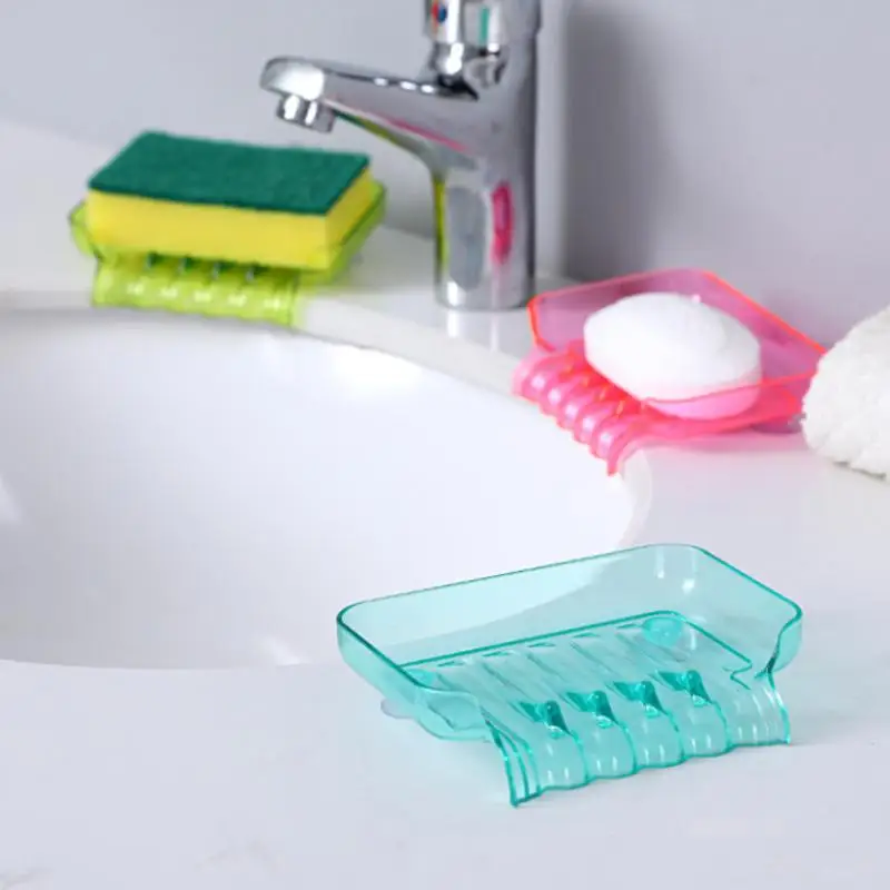 1PC Waterfall Soap Holder Non-Slip Soap Dish Suction Cup Drain Soap Shower Soap Container Plastic Soap Tray For Bathroom