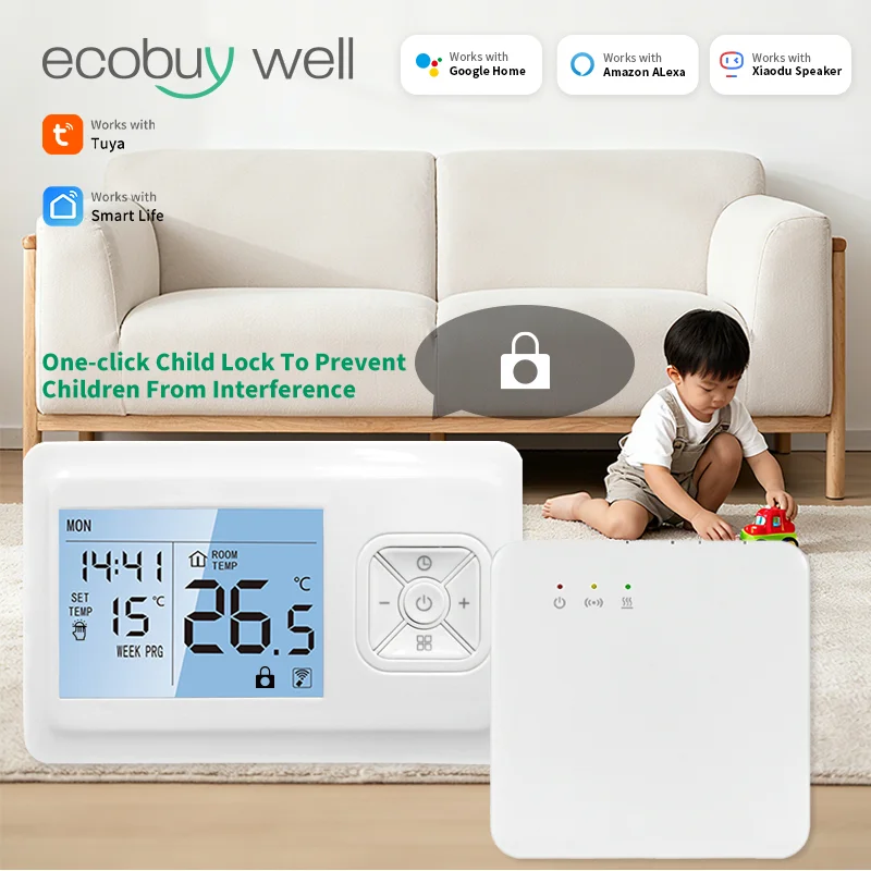 Tuya Smart Wireless Boiler Thermostat Wifi Battery Operated Thermostat Gas Boiler Thermostat Smart Wifi  Temperature Controller