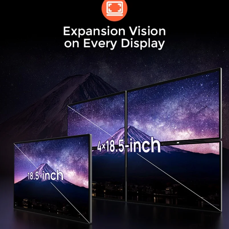 Next-Gen 4-Screen Productivity 16 Inch Portable Triple Laptop Monitor Type C Easy Carry One Cable Connection Screen Extender