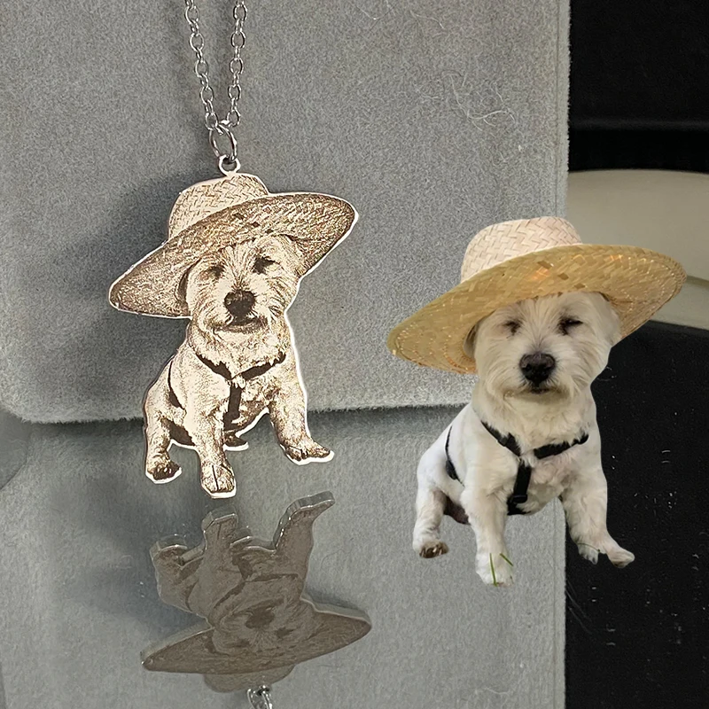 

Cute Dog Photo Name Tag Customized Pendant Necklace Jewelry Woman Man Pets Photo personalizado Stainless Steel Necklaces Gift