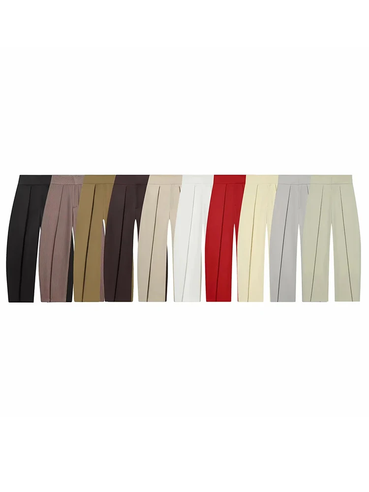 Women Elegant Vintage Pleated Balloon Version Trousers Female Zipper High Street Loose Pockets Fall Outfits For Women Pants