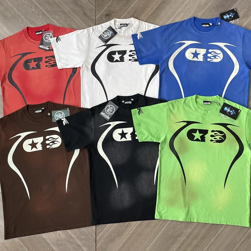 Спортивная хлопковая футболка с коротким рукавом и логотипом Hellstar Studios Спортивная хлопковая футболка с коротким рукавом и логотипом Hellstar Studios