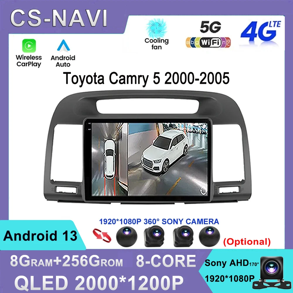 

Автомагнитола для Toyota Camry, 2 din, Android 13 2002-2006, GPS, WIFI