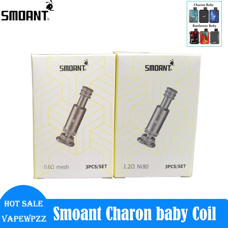 3-30 buah asli Smoant Charon Baby Pod Coil 0.6ohm Mesh 1.2ohm Ni-80 Core untuk Charon Baby Pod Veer Pod Battlestar baby Pod