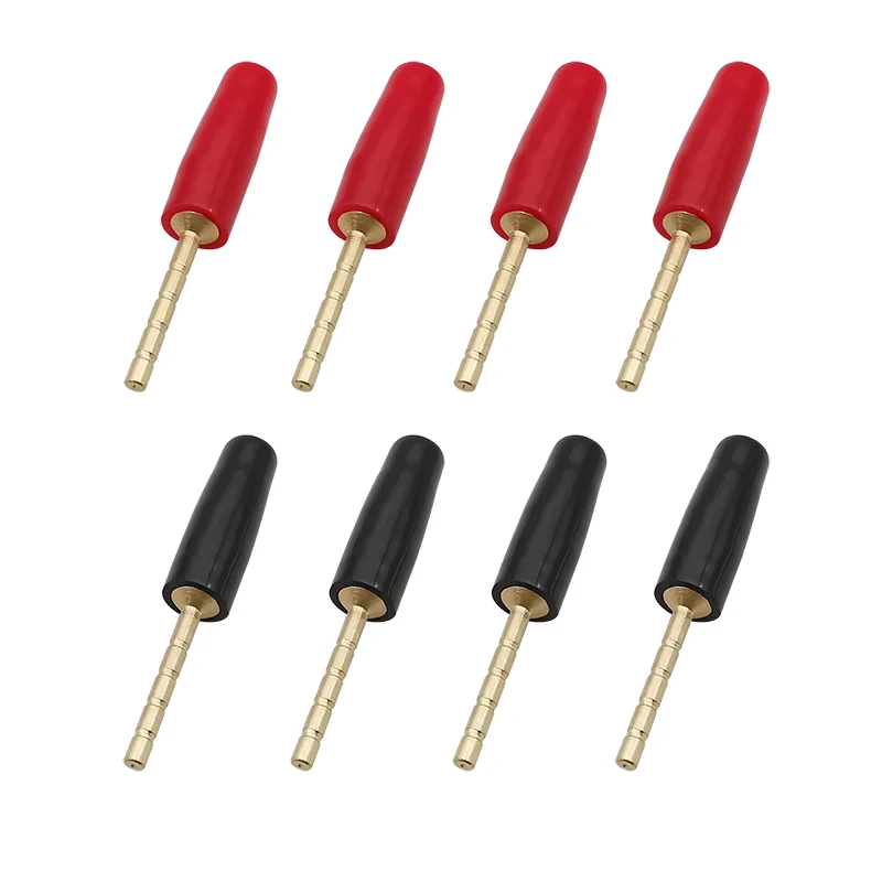 8 sztuk miedziane pozłacane 2mm Pin wtyk bananowy Adapter prosty Pin zaciski bananowe wtyczki głośnikowe złącze okablowania