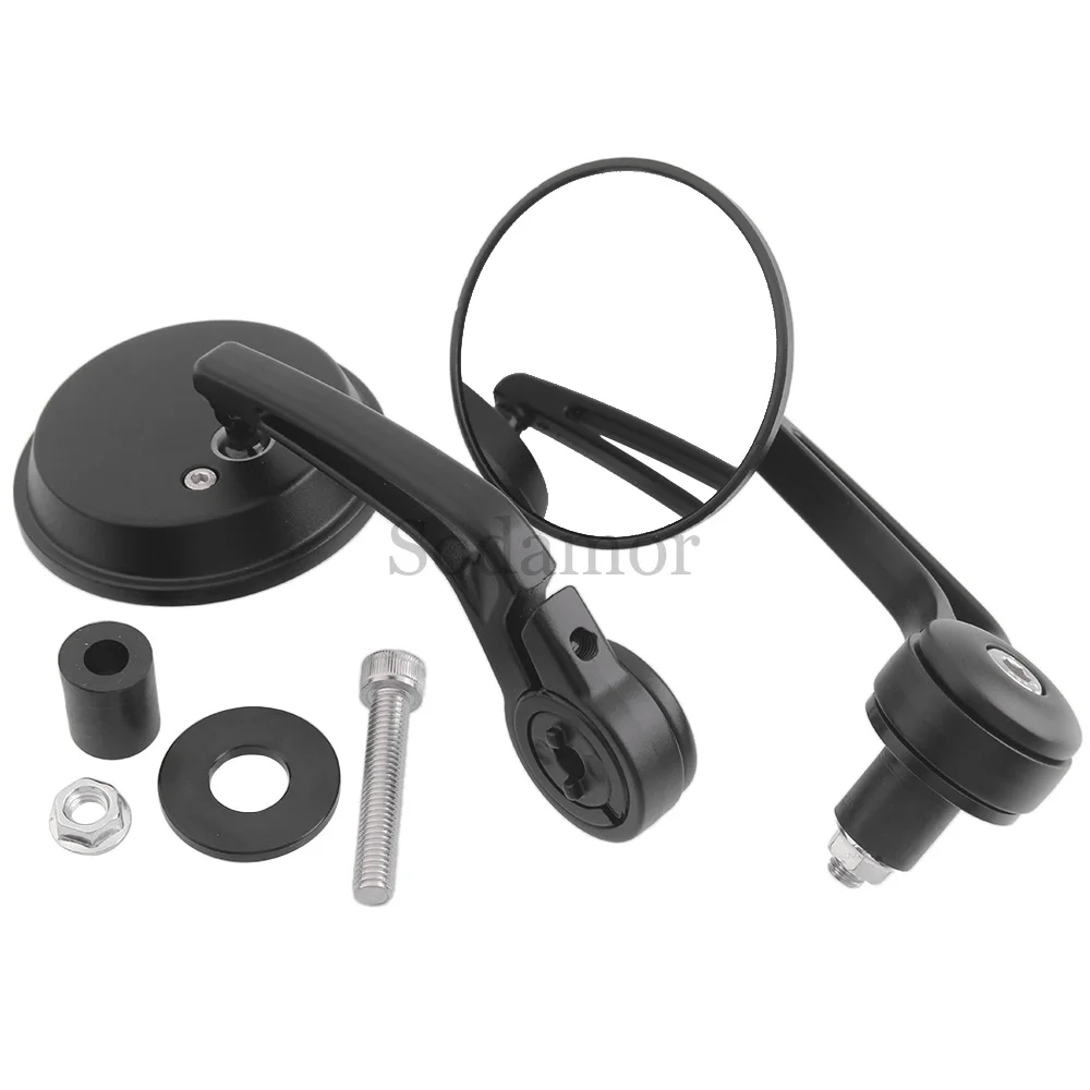1 Pair Motorcycle White Lenses Handlebar Rearview Mirrors Circular For Motorcycles Sports Bikes 17.5mm-21mm Diameter Handlebars