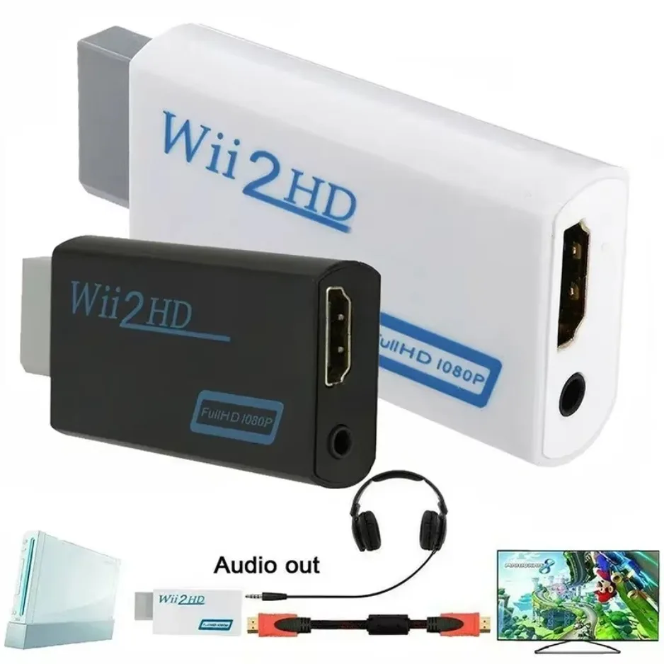 XIKCU Support Full HD Wii To HDMI-compatible Adapter Converter 3.5mm Audio For PC HDTV Monitor 720P Wii2HDMI--Compatible Adapter