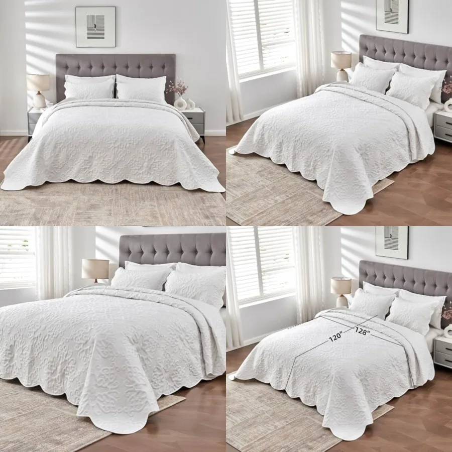 

Bedspreads Extra Wide Quilt for Tall Bed Lightweight 3 Pcs Quilted Coverlet Pillow Shams Set