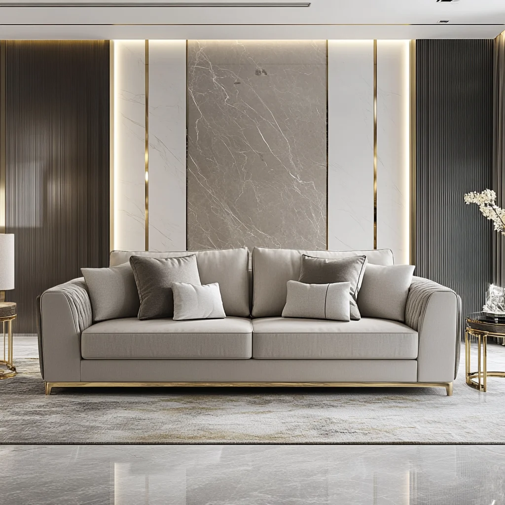 

Luxury Elegant Design Velvet Sofa Furniture Stainless Steel Decor Modern Couch Living Room Sofa