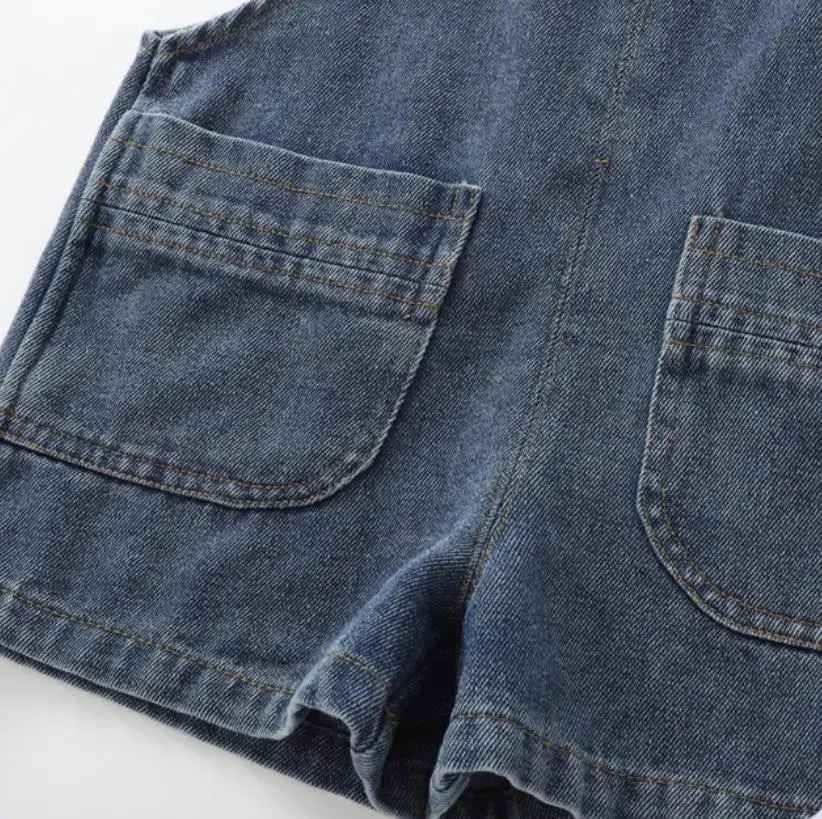 2026 Sommer Neue Koreanische Edition Mode Blaue Cowboy-Trägerhose für Jungen und Mädchen 0-4 Jahre – Detail 9
