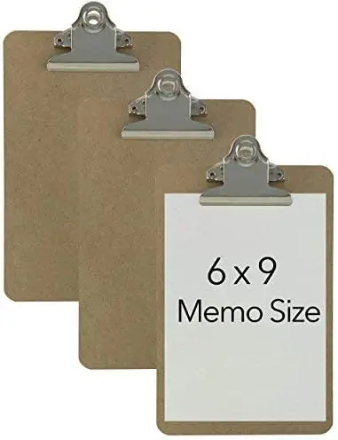 

Memo Clipboards 6x9 Inches Pack of 3 with Sturdy Metal Clip and Hanging Loops for Office School